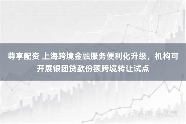 尊享配资 上海跨境金融服务便利化升级，机构可开展银团贷款份额跨境转让试点