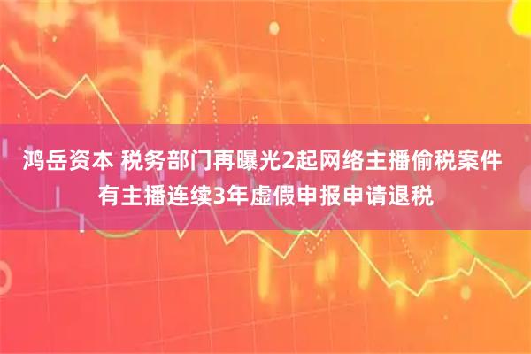 鸿岳资本 税务部门再曝光2起网络主播偷税案件 有主播连续3年虚假申报申请退税
